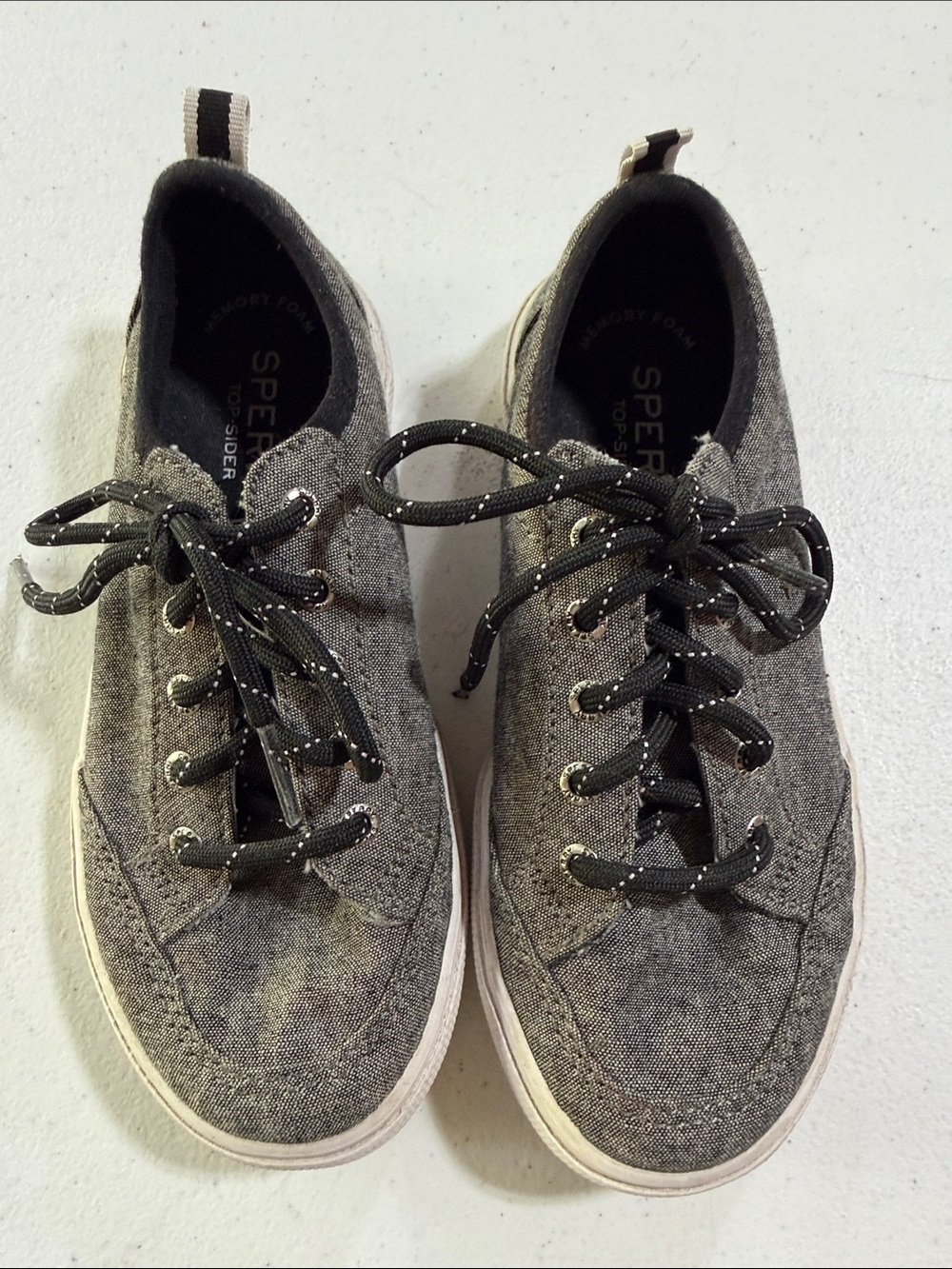 Sperry Charcoal Canvas Shoes SP Deckfin Boy’s Youth Size 12.5 YB57426A